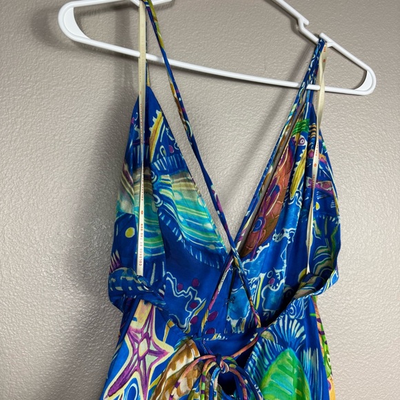 Farm Rio Blue Sea Life Sleeveless Maxi Dress EUC H - Picture 6 of 13